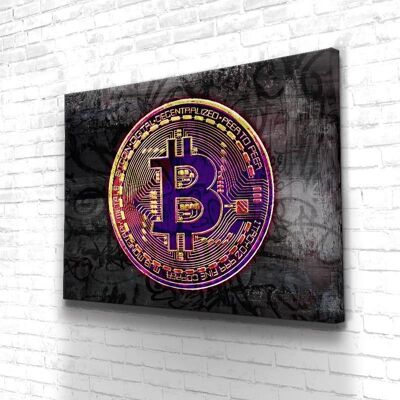 Tableau Bitcoin Street - 160 x 120 - Plexiglas - Cadre noir