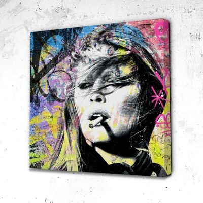 Tableau Bardot Street Fluo - 80 x 80 - Toile sur châssis - Sans cadre