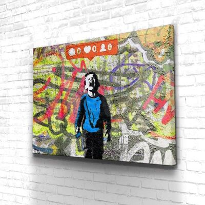 Tableau Banksy Friends - 60 x 40 - Plexiglas - Cadre noir