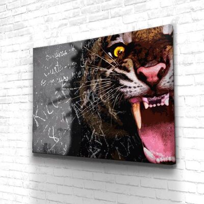 Tableau Angry Tiger - 60 x 40 - Toile sur châssis - Cadre noir