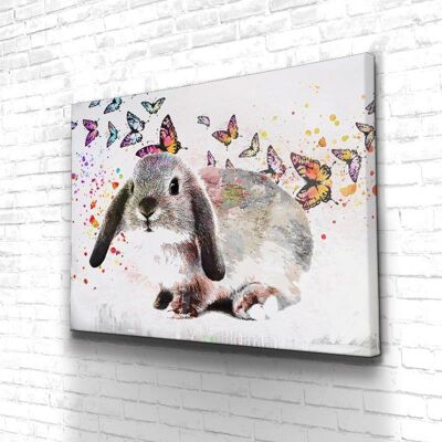 Tableau Amour de lapin - 40 x 30 - Toile sur châssis - Cadre noir