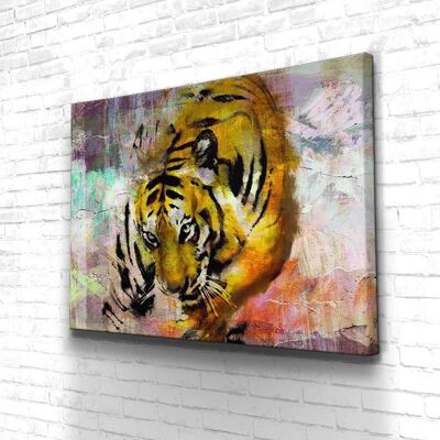 Tableau Abstract tigre - 40 x 30 - Toile sur châssis - Cadre noir