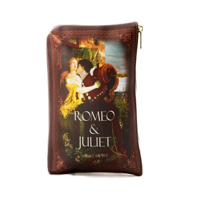 Romeo and Juliet Kiss Brown Book Pouch Purse Clutch