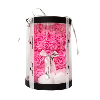 Pink Rose Bear 25CM in Round Gift Box