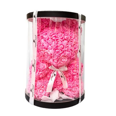 Pink Rose Bear 40CM in Round Gift Box