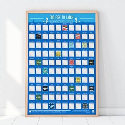 BUCKET LIST - 100 Fish to Catch Scratch Off Poster