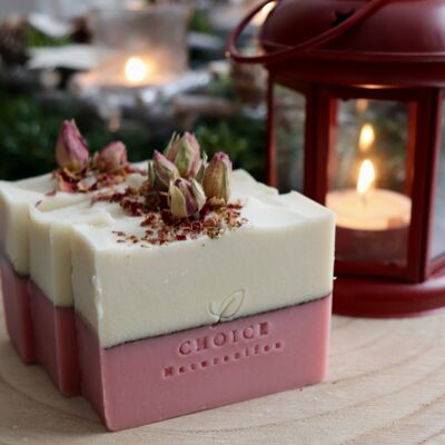 Natural soap, mint rose, white-pink