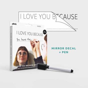 Je t'aime parce que l'autocollant miroir + stylo (kit de décalcomanie) 2