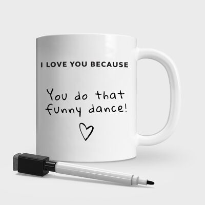 Je t'aime parce que mug + stylo | Cadeau personnalisé
