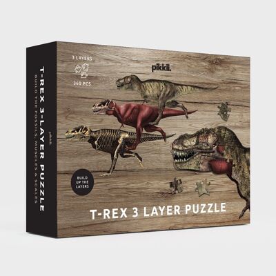 Puzzle de couche T-Rex | Puzzle de dinosaure à 3 couches