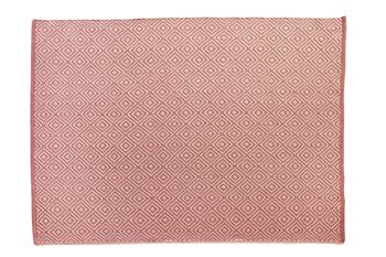 Tapis Hug Rug Tissé Diamant Rose Corail 80x150