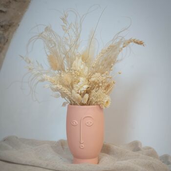 Vase Visage - Fleurs Séchées - Rose 1