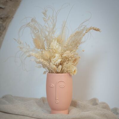 Face Vase - Dried Flowers - Pink
