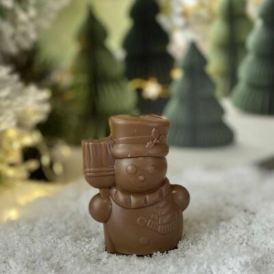 PUPAZZO DI NEVE DI CIOCCOLATO A BASSO ZUCCHERO NATALE | modanatura natalizia | Cioccolata per bambini | Cioccolato diabetico | Chocodic cioccolato artigianale natalizio