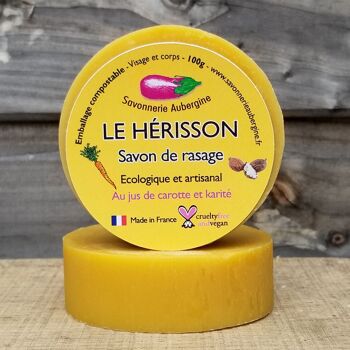 Savon de rasage Le Hérisson -  pain de rasage naturel et biologique - soin barbe 1
