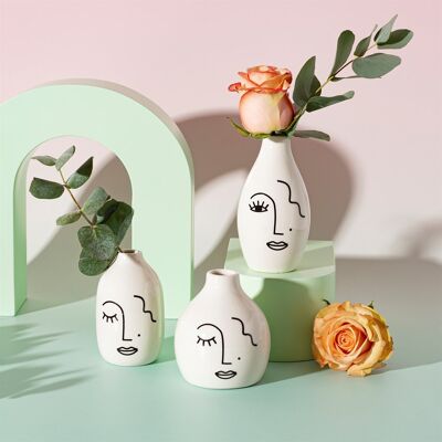 Abstract Face Vase - Set Of 3