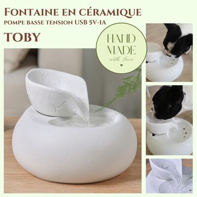 Crystal Line Animal Fountain - Toby - Non-Toxic Glazed Ceramic - Decorative Fountain - Gift Idea