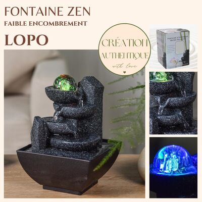 Indoor Fountain - Lopo - Relaxing Zen Waterfall - Colored Led Light - Decoration Gift Idea - Small Size