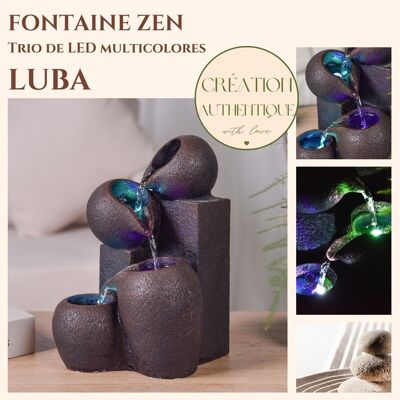 Indoor Fountain - Luba - Zen and Relaxing Atmosphere - Colored Led Light - Cascading Flow - Decorative Gift Idea