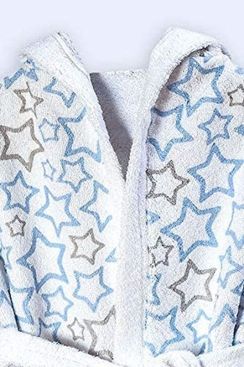Stars baby bath robe, light blue