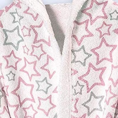 Stars baby bath robe, light pink