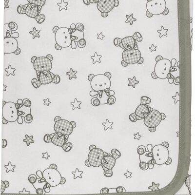 Couverture bébé en tricot de coton petit ours, gris, 80cm x 80cm