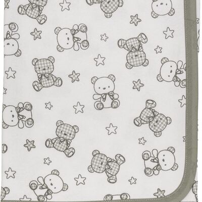 Cotton knit baby blanket little bear, grey, 80cm x 80cm