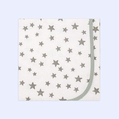 Cotton knit baby blanket little stars, grey, 80cm x 80cm