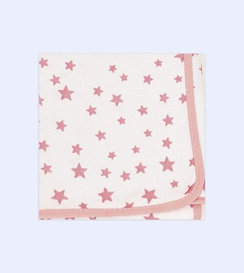 Cotton knit baby blanket little stars, light pink, 80cm x 80cm