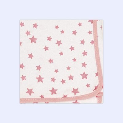 Couverture bébé en tricot de coton petites étoiles, rose clair, 80cm x 80cm