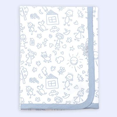 Jouets de couverture pour bébé en tricot de coton, bleu clair, 80cm x 80cm