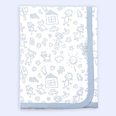 Cotton knit baby blanket toys, light blue, 80cm x 80cm