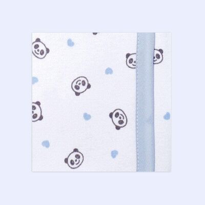 Coperta per neonato in maglia di cotone con orsetto panda, azzurro, 80 cm x 80 cm