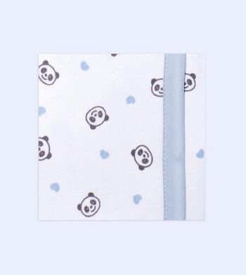 Couverture bébé ours panda en tricot de coton, bleu clair, 80cm x 80cm 1