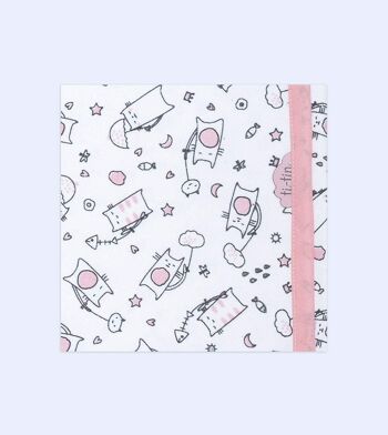 Couverture bébé en tricot de coton chats, rose clair, 80cm x 80cm 1