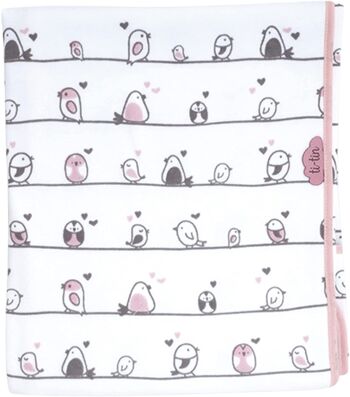 Couverture en coton pour bébé oiseaux, rose clair, 80cm x 80cm 4