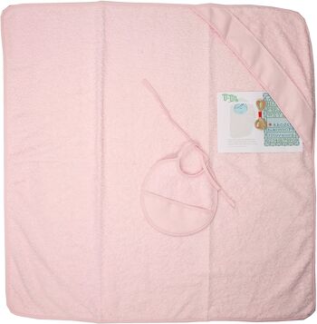Cape de bain bébé et bavoir point de croix, rose clair, 100cm x 100cm 2