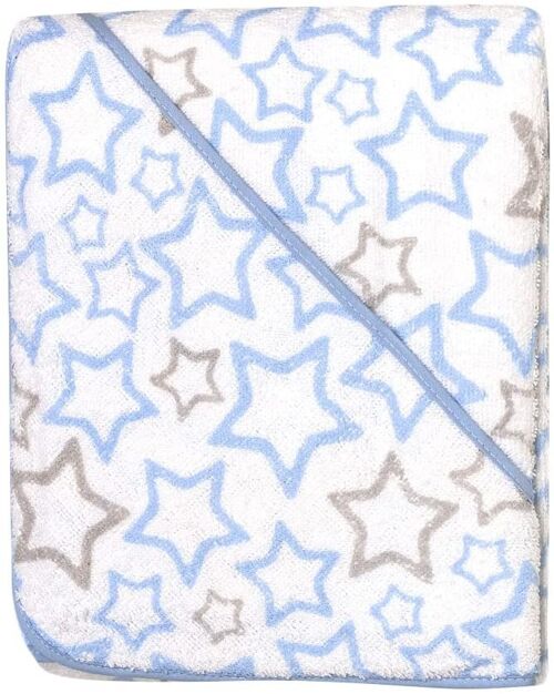 Baby bath cape stars, light blue, 100cm x 100cm