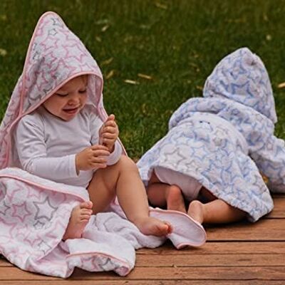 Baby bath cape stars, light pink, 100cm x 100cm