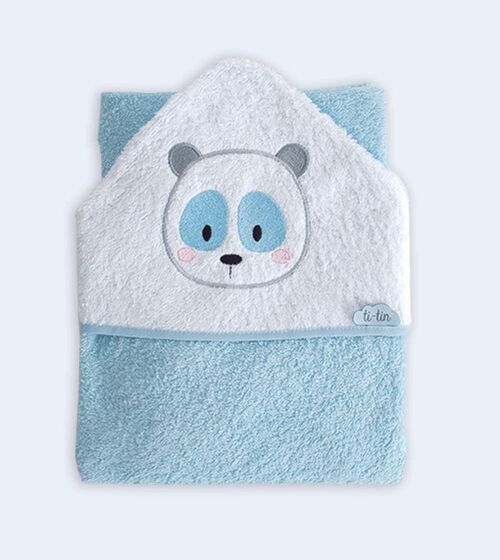 Baby bath cape little bear, light blue, 100cm x 100cm