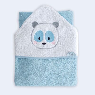 Cape de bain bébé petit ours, bleu clair, 100cm x 100cm