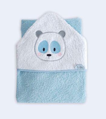 Cape de bain bébé petit ours, bleu clair, 100cm x 100cm