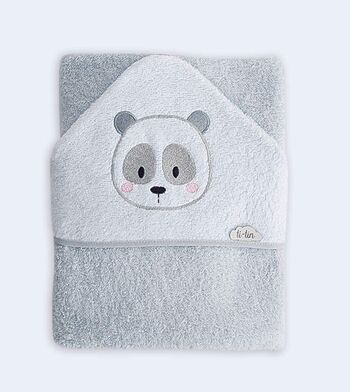 Cape de bain bébé petit ours, gris, 100cm x 100cm 2