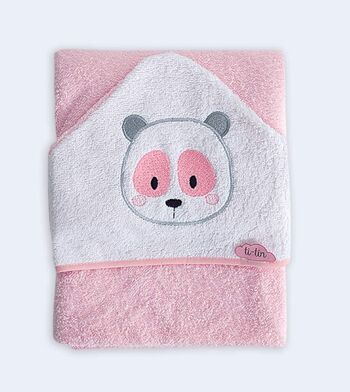 Cape de bain bébé petit ours, rose clair, 100cm x 100cm 2