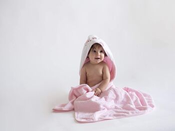 Cape de bain bébé petit ours, rose clair, 100cm x 100cm 1