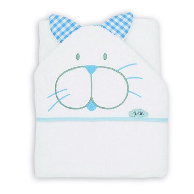 Baby bath cape cat, light blue, 100cm x 100cm