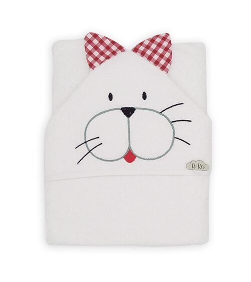 Baby bath cape cat, red, 100cm x 100cm