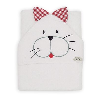 Baby bath cape cat, red, 100cm x 100cm