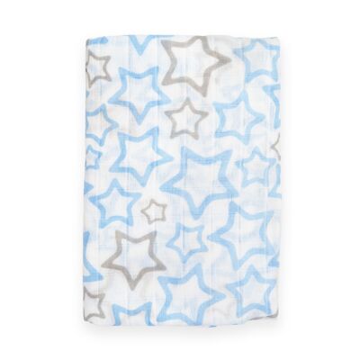 Muslins stars, light blue, 125cm x 125cm