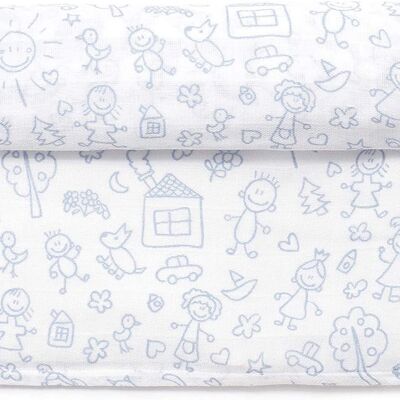 Muslin toys, light blue, 125cm x 125cm